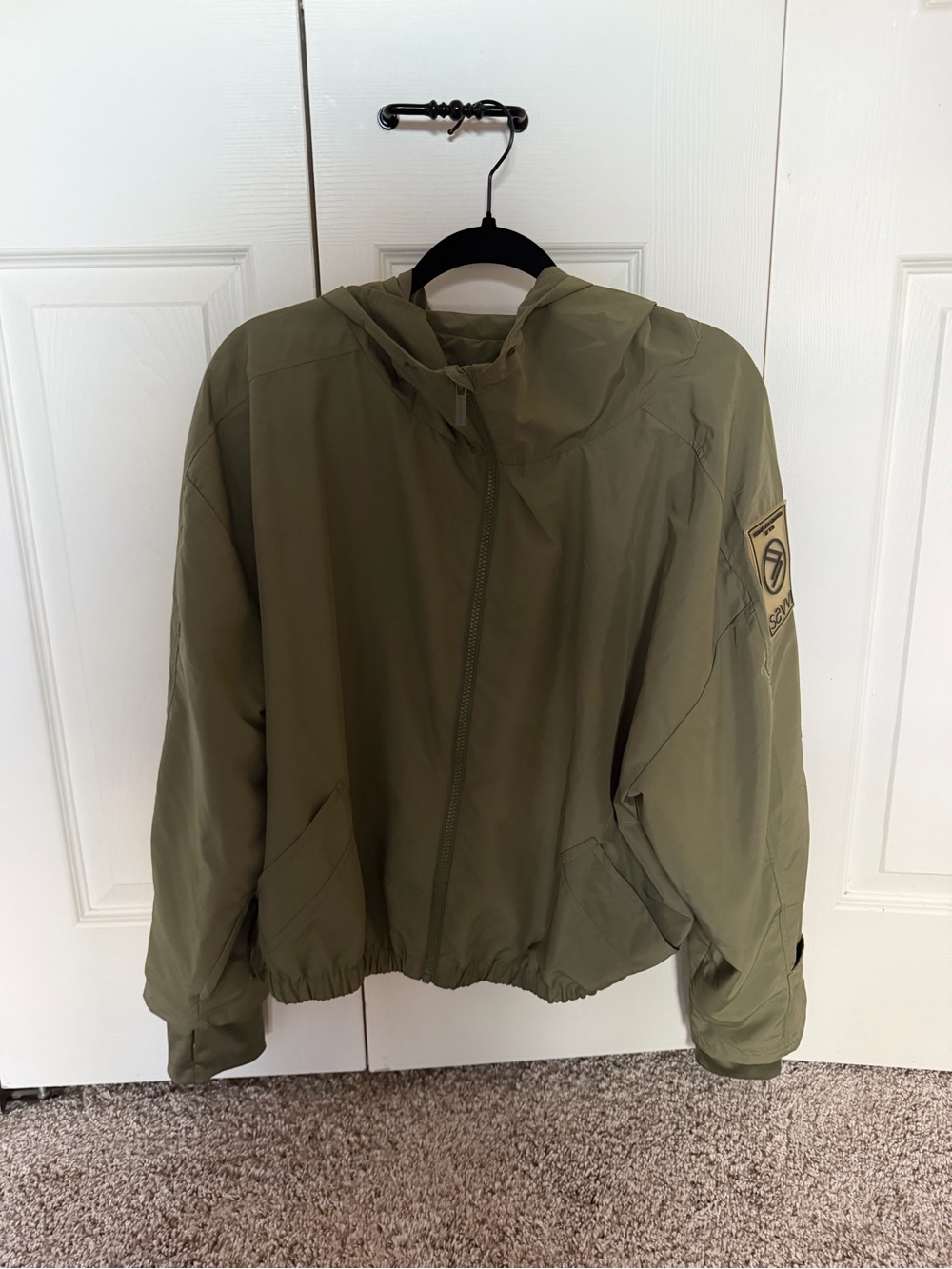 Olive Green Hooded Windbreaker Jacket - Unbranded